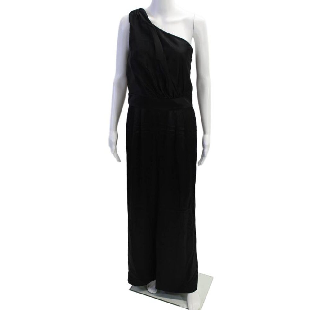 A.B.S Collection Womens Silk One Shoulder Sleeveless Jumpsuit Black Size 6